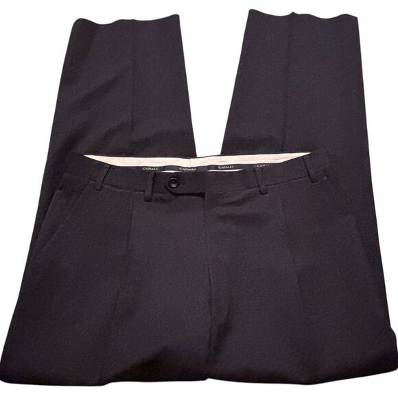 Canali Navy Blue Double Pleated Italian Wool Dress Pants 34X27 $395 Woolmark* - Picture 2 of 6